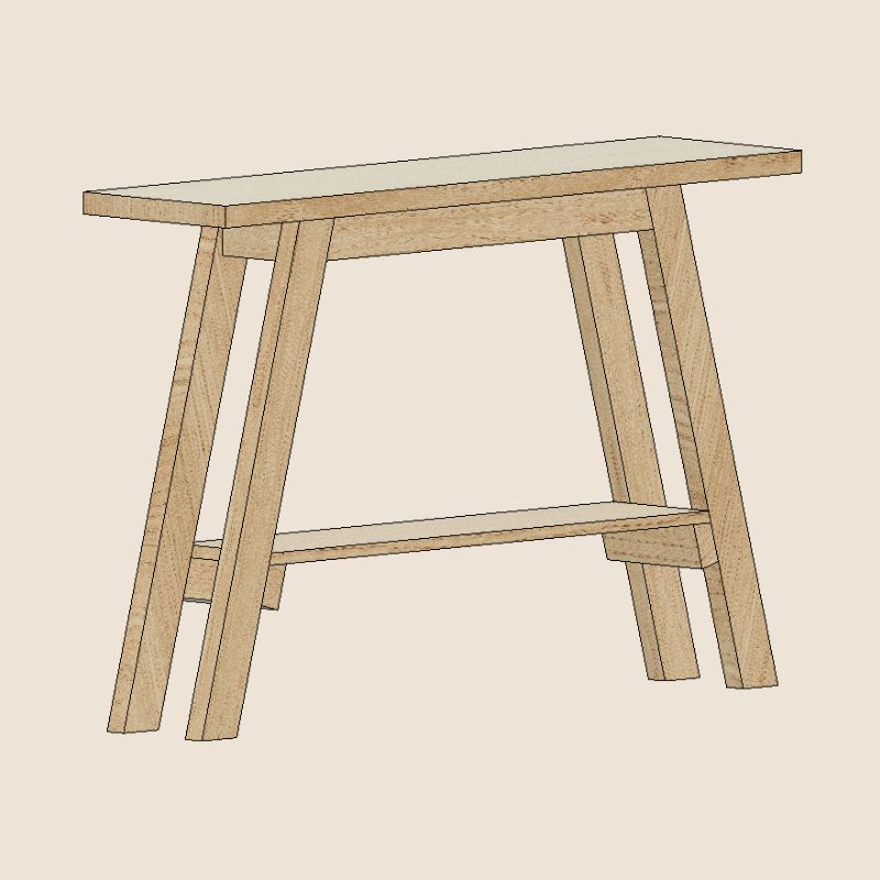 Modern DIY Console table Plan. Designed in autocad. angle view