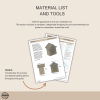 Little Street Library material list and tools pages showing full shopping list, tool guide, and 3D build diagrams