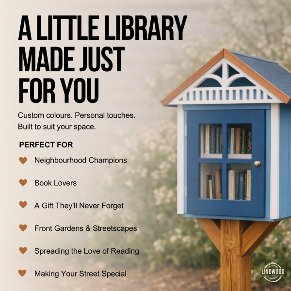 Custom little street library perfect for neighbourhood champions, book lovers, and creating community spaces