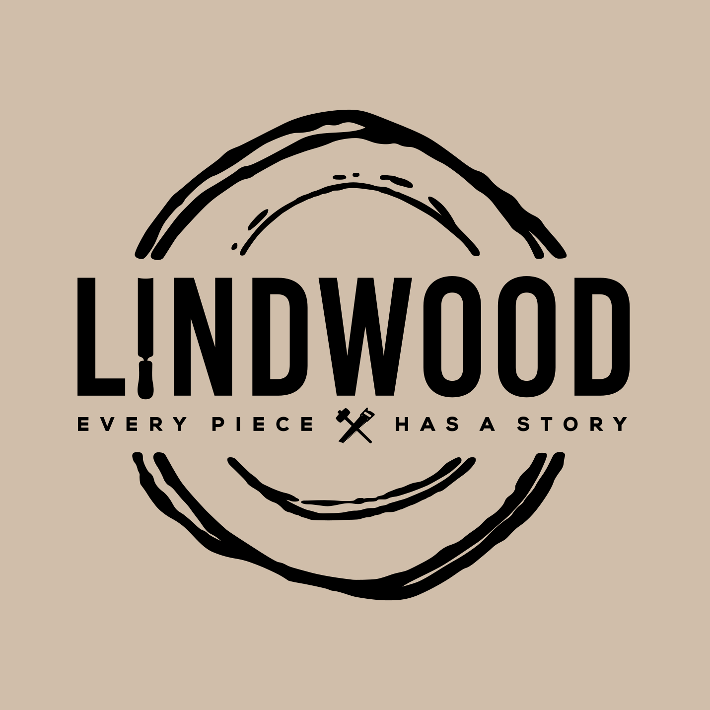 Lindwood circular wood‑grain logo.